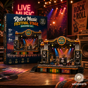 Retro Music Festival Stage Building Set for Your Cozy Music Corner