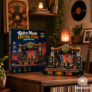 Retro Music Festival Stage Building Set for Your Cozy Music Corner