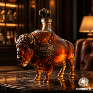 Bison Spirit Buffalo Whiskey Decanter Collectible Home Bar Display Bottle