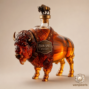 Bison Spirit Buffalo Whiskey Decanter Collectible Home Bar Display Bottle