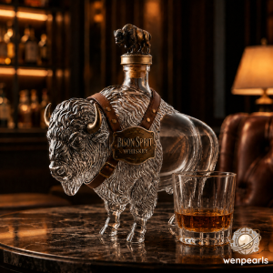 Bison Spirit Buffalo Whiskey Decanter Collectible Home Bar Display Bottle