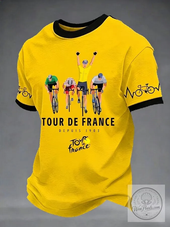 Tour de France Cycling Race Yellow Jersey T-Shirt for Men