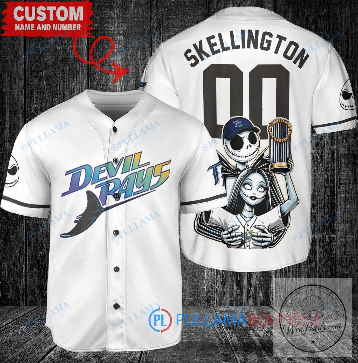 Tampa Bay Rays Baseball Jack Skellington Sally Nightmare Before Christmas Jersey