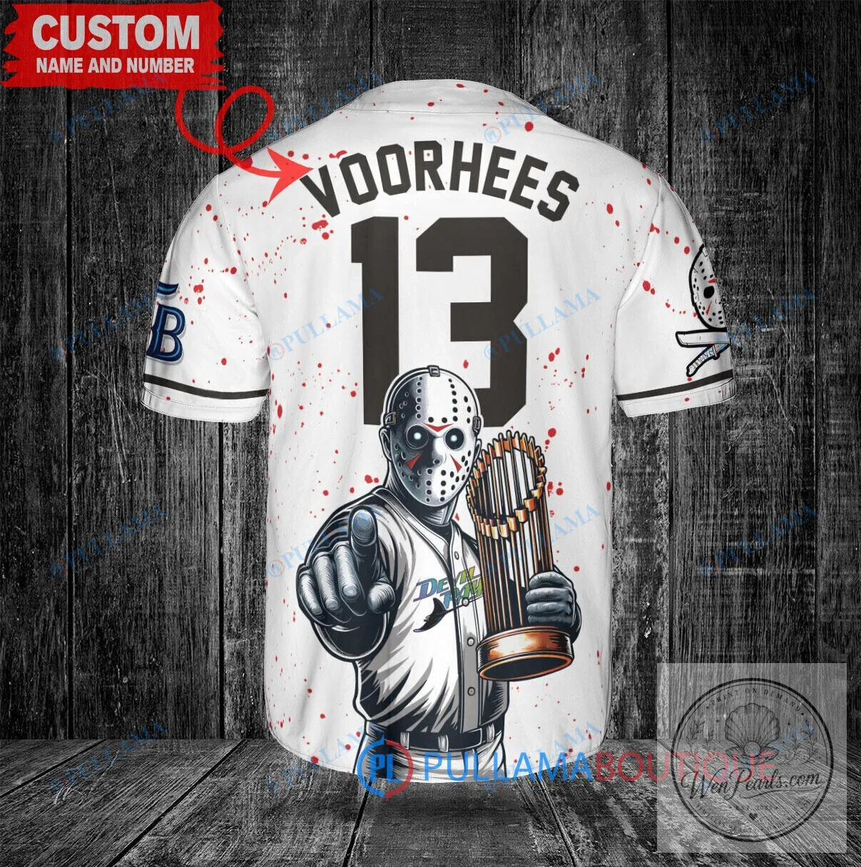Tampa Bay Rays Baseball Jason Voorhees Halloween World Series Trophy Baseball Jersey
