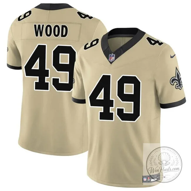 New Orleans Saints Zach Wood Number 49 Gold Football Jersey