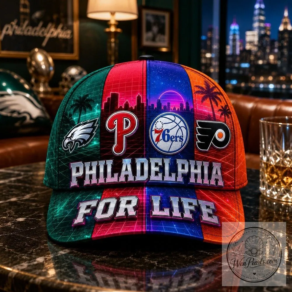 Philadelphia Sports Teams For Life Synthwave Skyline Classic Cap Hat 12 Philadelphia Sports Teams For Life Synthwave Skyline Classic Cap Hat
