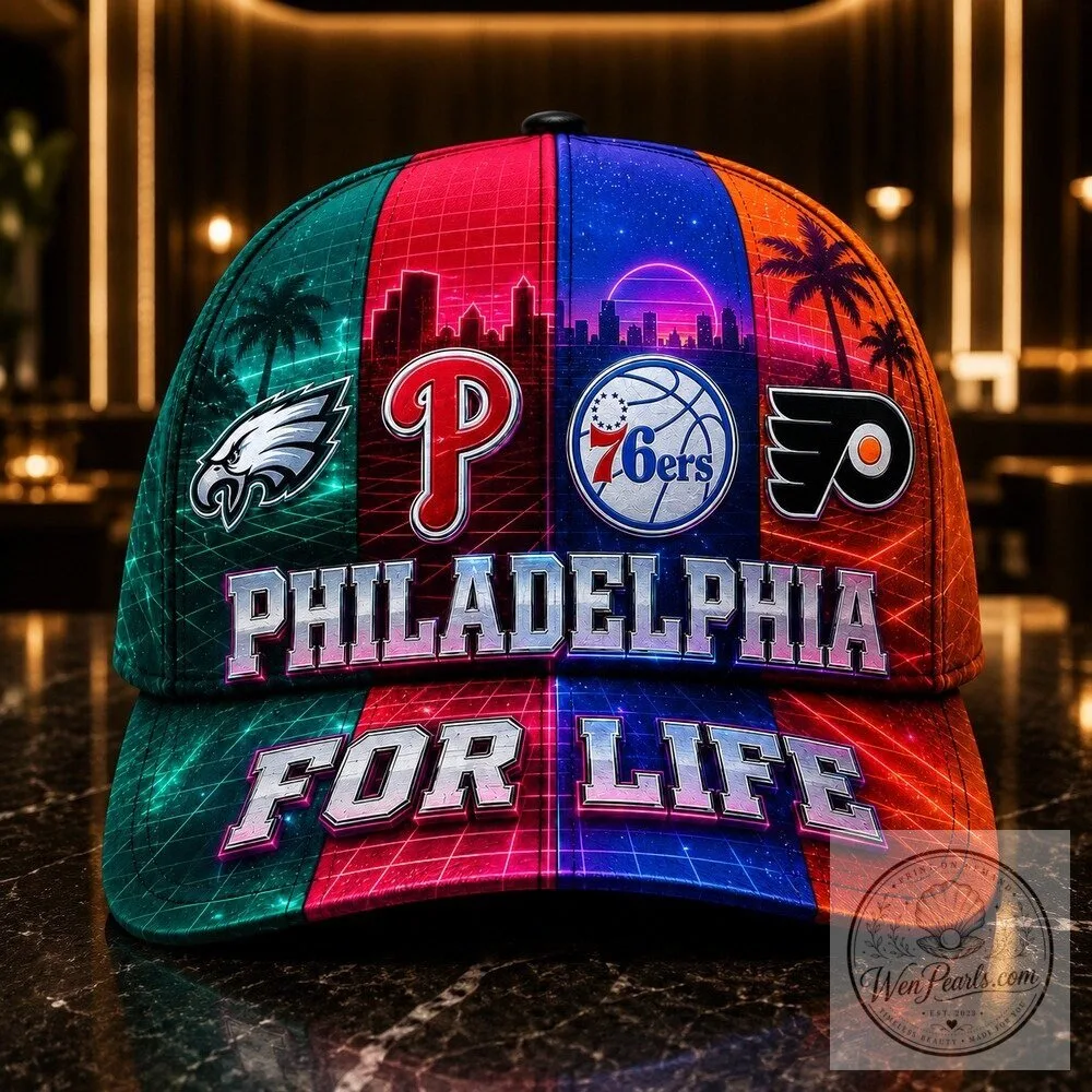 Philadelphia Sports Teams For Life Synthwave Skyline Classic Cap Hat 13 Philadelphia Sports Teams For Life Synthwave Skyline Classic Cap Hat