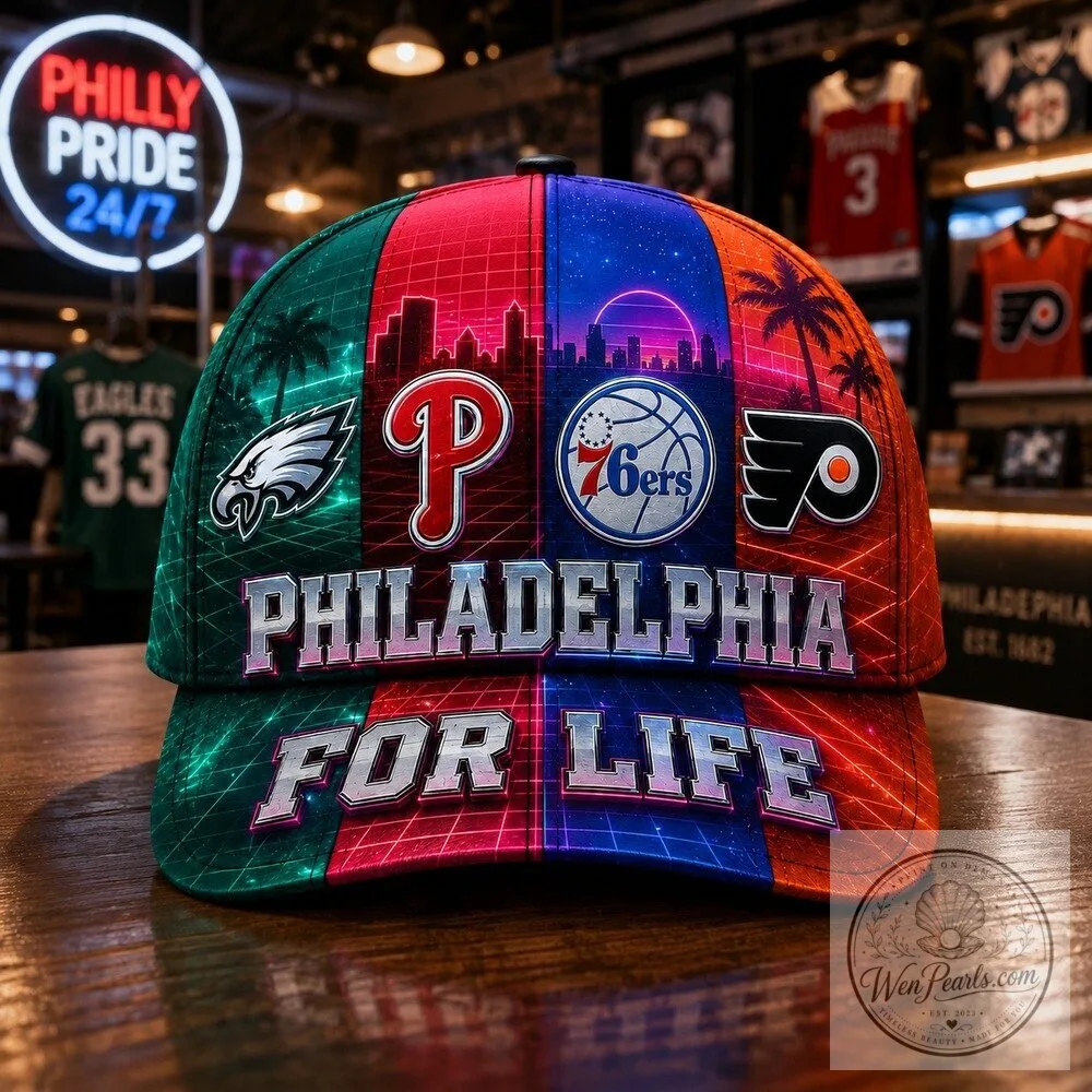 Philadelphia Sports Teams For Life Synthwave Skyline Classic Cap Hat 14 Philadelphia Sports Teams For Life Synthwave Skyline Classic Cap Hat