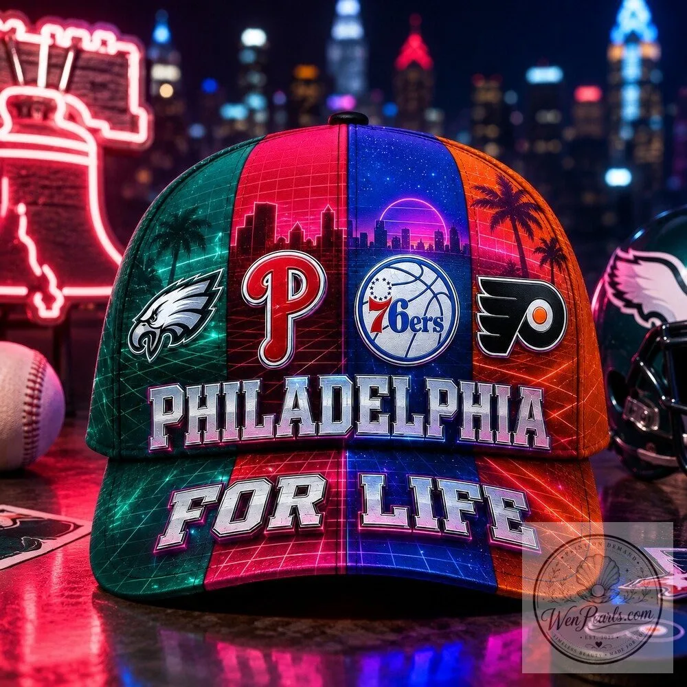 Philadelphia Sports Teams For Life Synthwave Skyline Classic Cap Hat 15 Philadelphia Sports Teams For Life Synthwave Skyline Classic Cap Hat