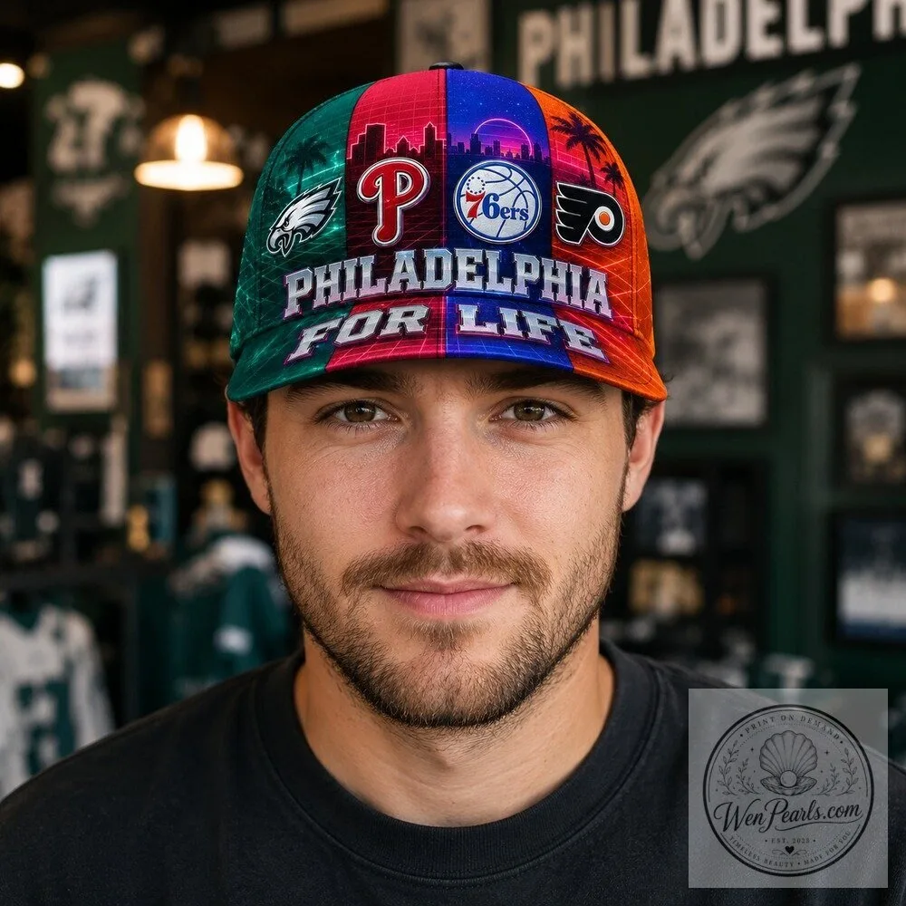 Philadelphia Sports Teams For Life Synthwave Skyline Classic Cap Hat 16 Philadelphia Sports Teams For Life Synthwave Skyline Classic Cap Hat