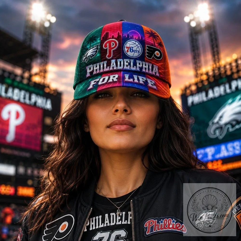 Philadelphia Sports Teams For Life Synthwave Skyline Classic Cap Hat 17 Philadelphia Sports Teams For Life Synthwave Skyline Classic Cap Hat