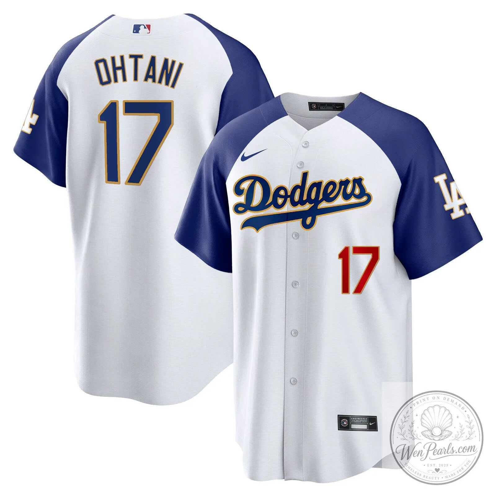 Shohei Ohtani Number 17 White Baseball Jersey for Los Angeles Dodgers