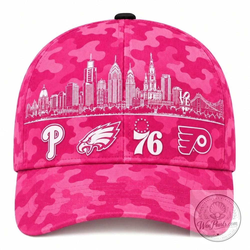 Philadelphia Sports Fan City Skyline Pink Camouflage Classic Baseball Cap