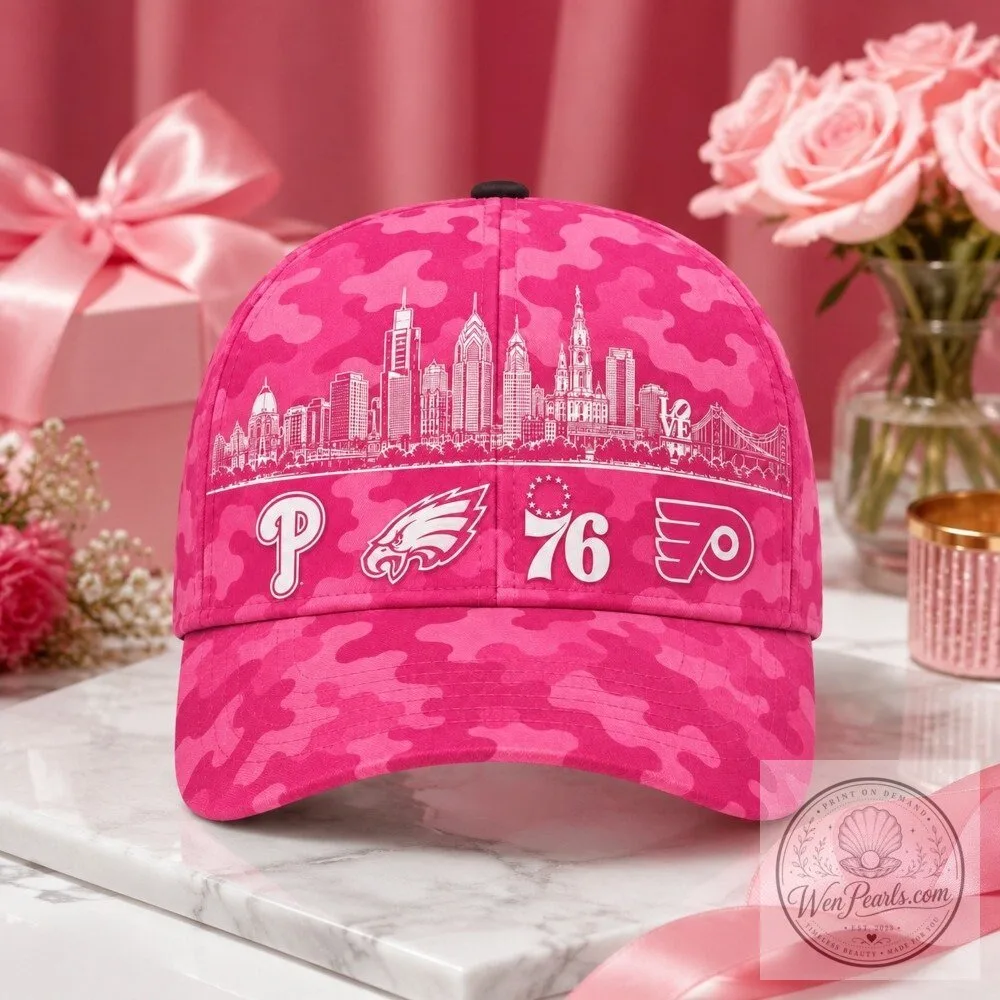 Philadelphia Sports Fan City Skyline Pink Camouflage Classic Baseball Cap 17 Philadelphia Sports Fan City Skyline Pink Camouflage Classic Baseball Cap