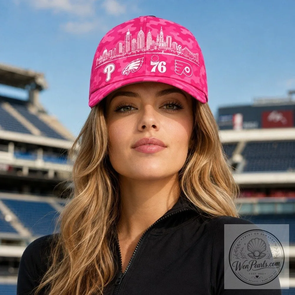 Philadelphia Sports Fan City Skyline Pink Camouflage Classic Baseball Cap 19 Philadelphia Sports Fan City Skyline Pink Camouflage Classic Baseball Cap