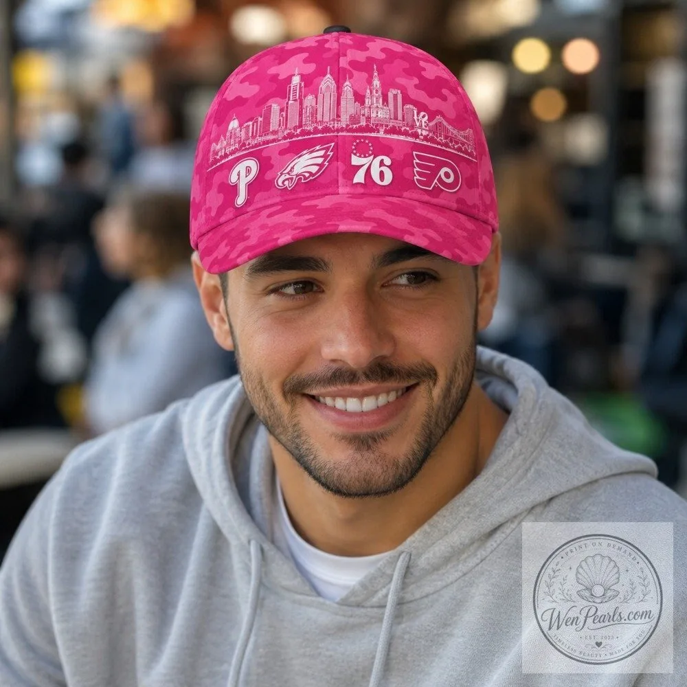 Philadelphia Sports Fan City Skyline Pink Camouflage Classic Baseball Cap 20 Philadelphia Sports Fan City Skyline Pink Camouflage Classic Baseball Cap