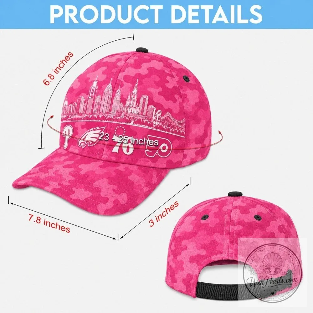 Philadelphia Sports Fan City Skyline Pink Camouflage Classic Baseball Cap 21 Philadelphia Sports Fan City Skyline Pink Camouflage Classic Baseball Cap