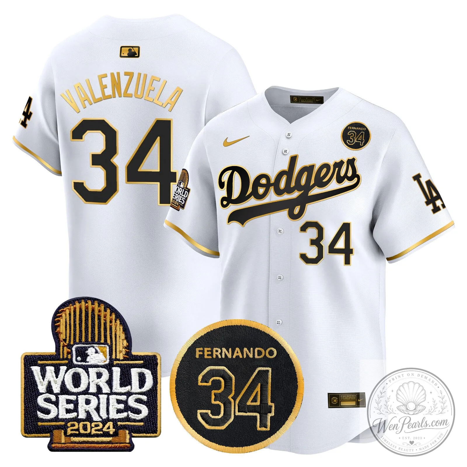 Dodgers Fernando Valenzuela Black Gold Number 34 World Series Baseball Jersey 64 Dodgers Fernando Valenzuela Black Gold Number 34 World Series Baseball Jersey
