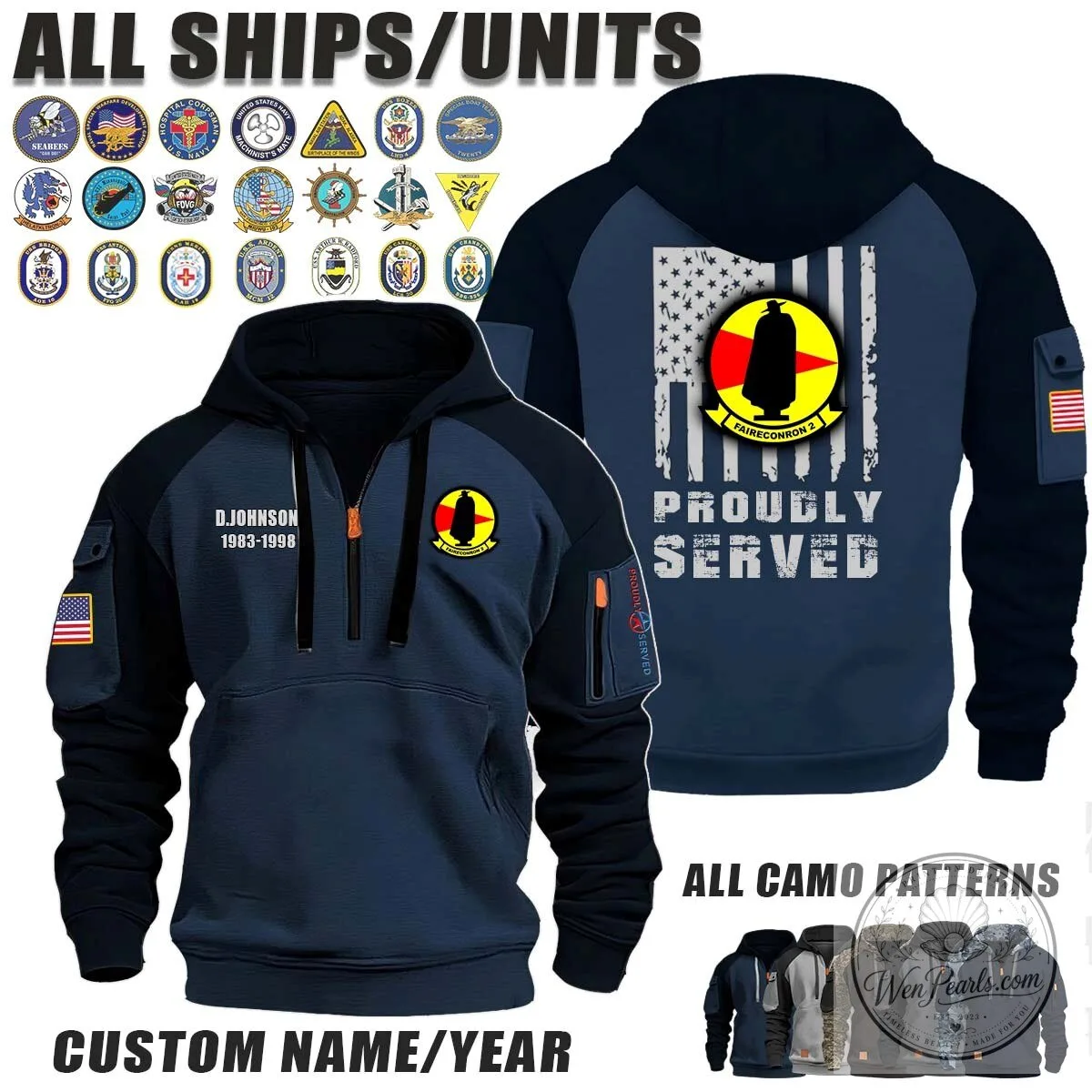 US Navy Faireconron 2 Proudly Served Veteran Half-Zip Camouflage Hoodie 8 US Navy Faireconron 2 Proudly Served Veteran Half-Zip Camouflage Hoodie