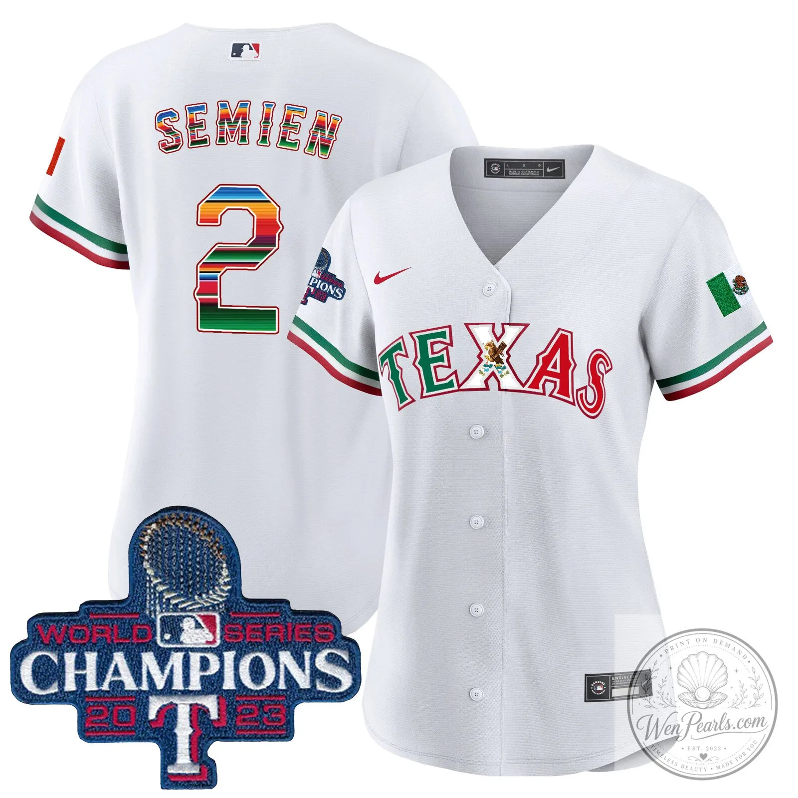 Texas Rangers Mexico World Series Champions Baseball Jersey 32 Texas Rangers Mexico World Series Champions Baseball Jersey