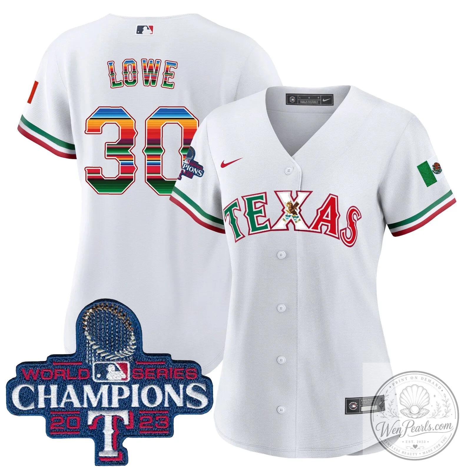 Texas Rangers Mexico World Series Champions Baseball Jersey 33 Texas Rangers Mexico World Series Champions Baseball Jersey