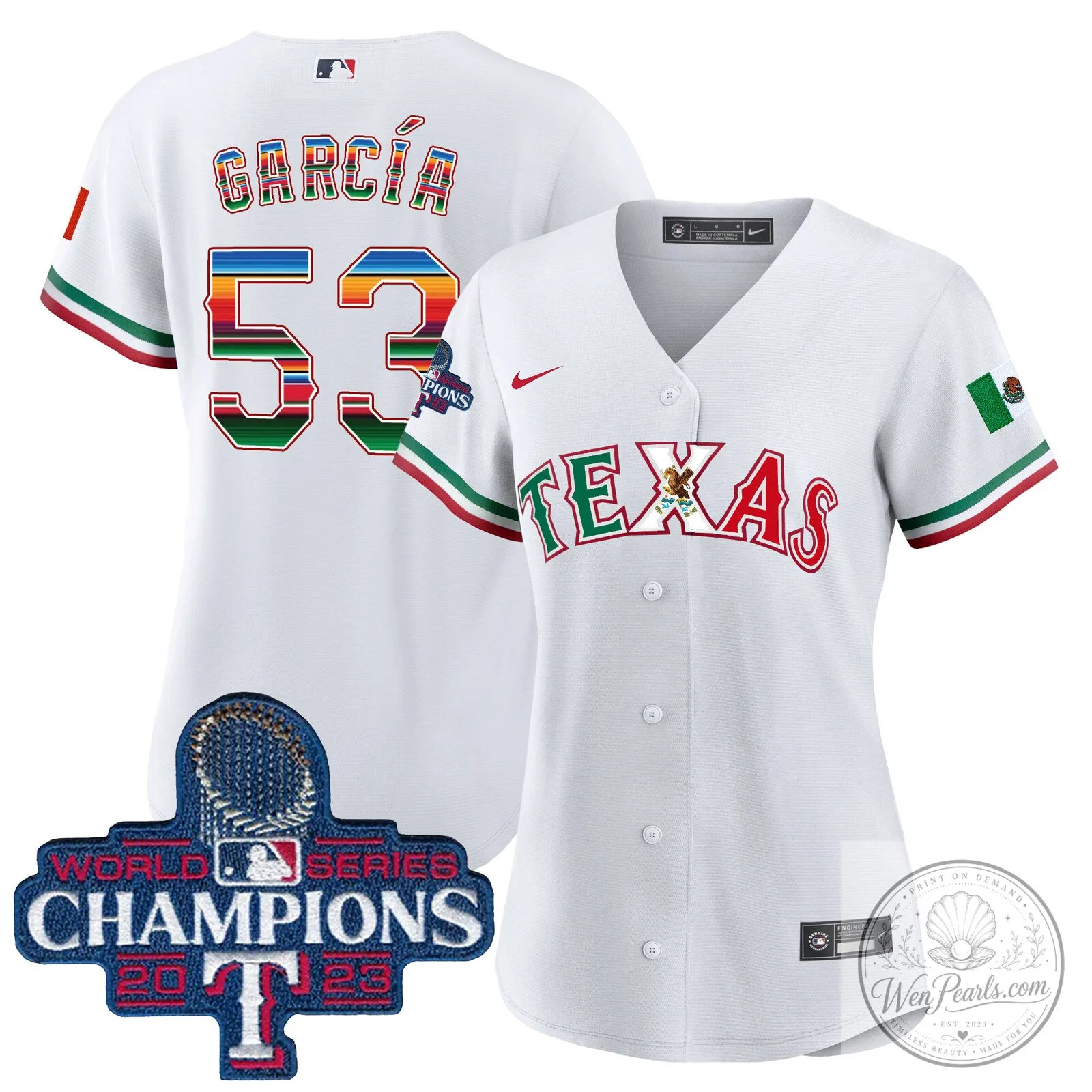 Texas Rangers Mexico World Series Champions Baseball Jersey 34 Texas Rangers Mexico World Series Champions Baseball Jersey