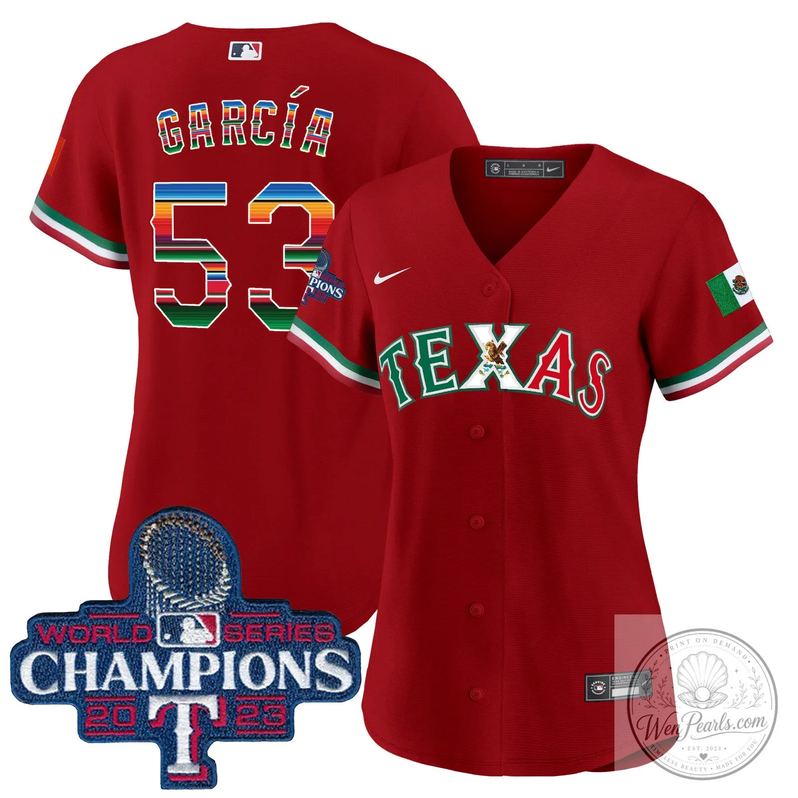 Texas Rangers Mexico World Series Champions Baseball Jersey 43 Texas Rangers Mexico World Series Champions Baseball Jersey