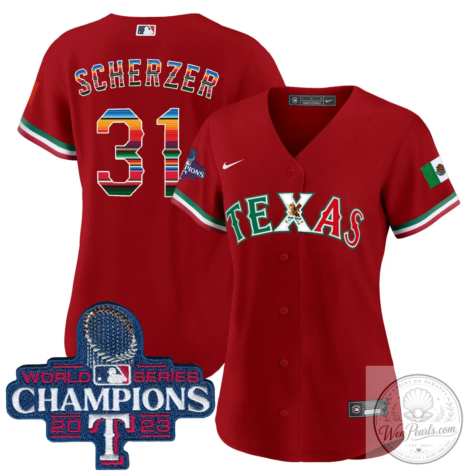 Texas Rangers Mexico World Series Champions Baseball Jersey 47 Texas Rangers Mexico World Series Champions Baseball Jersey
