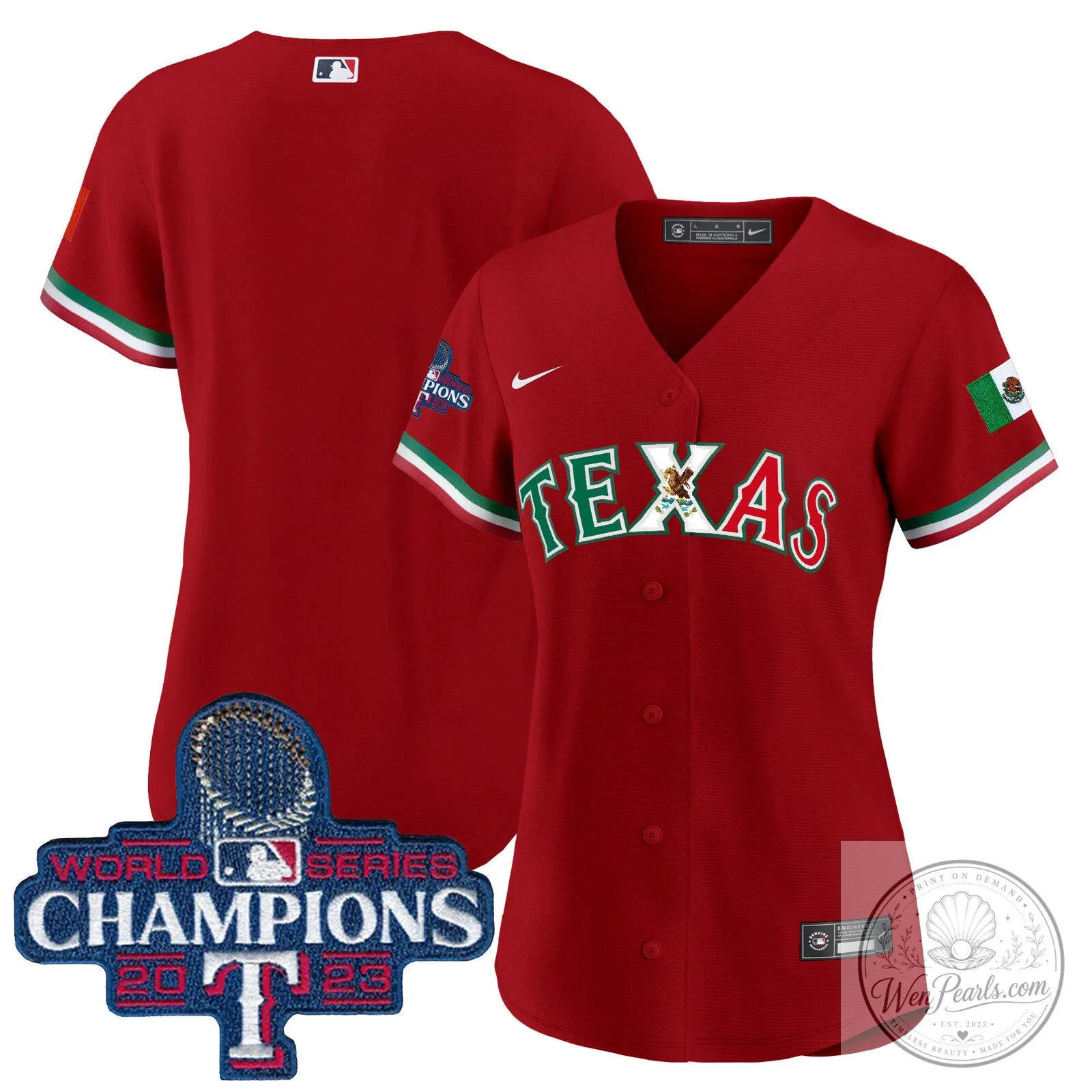 Texas Rangers Mexico World Series Champions Baseball Jersey 48 Texas Rangers Mexico World Series Champions Baseball Jersey