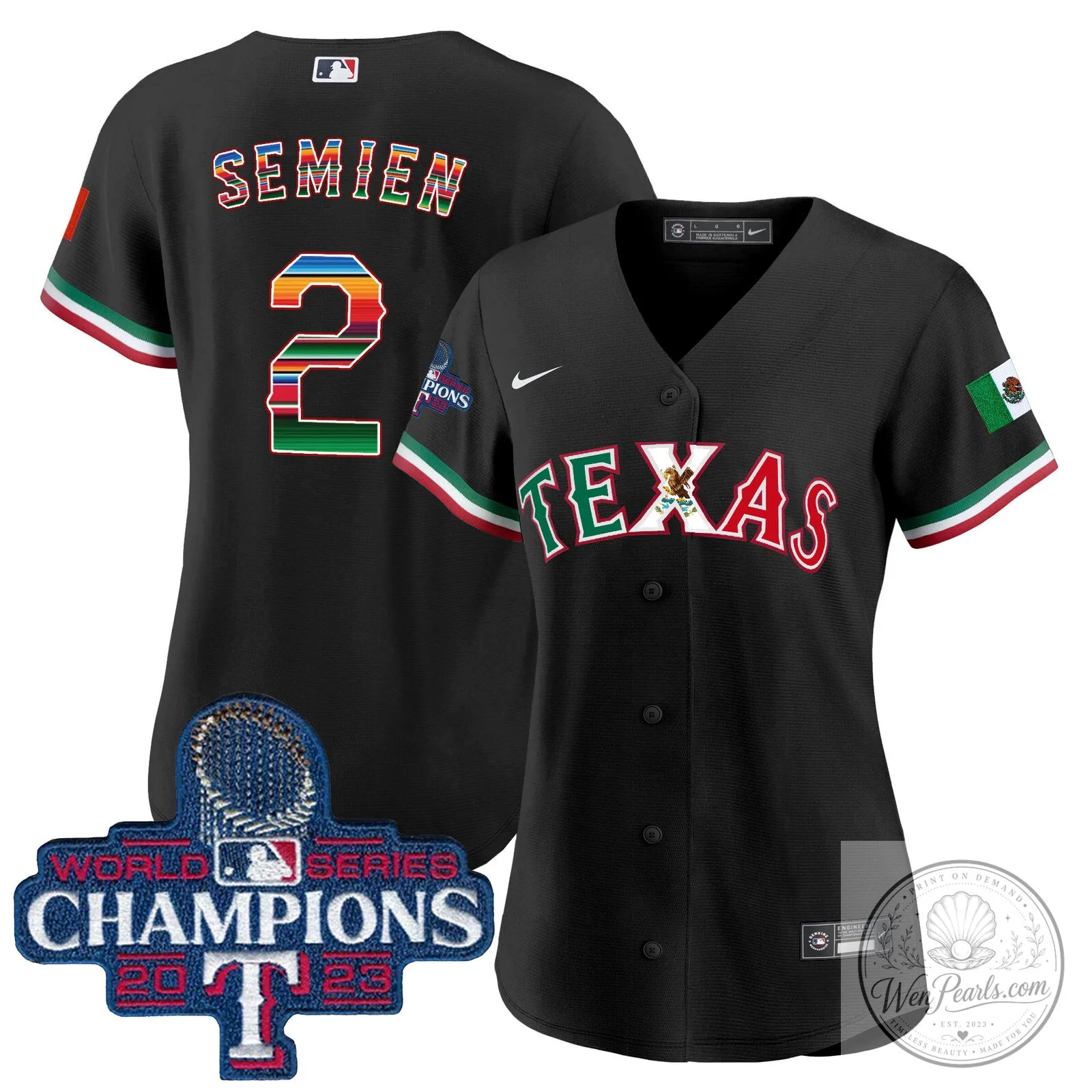 Texas Rangers Mexico World Series Champions Baseball Jersey 50 Texas Rangers Mexico World Series Champions Baseball Jersey