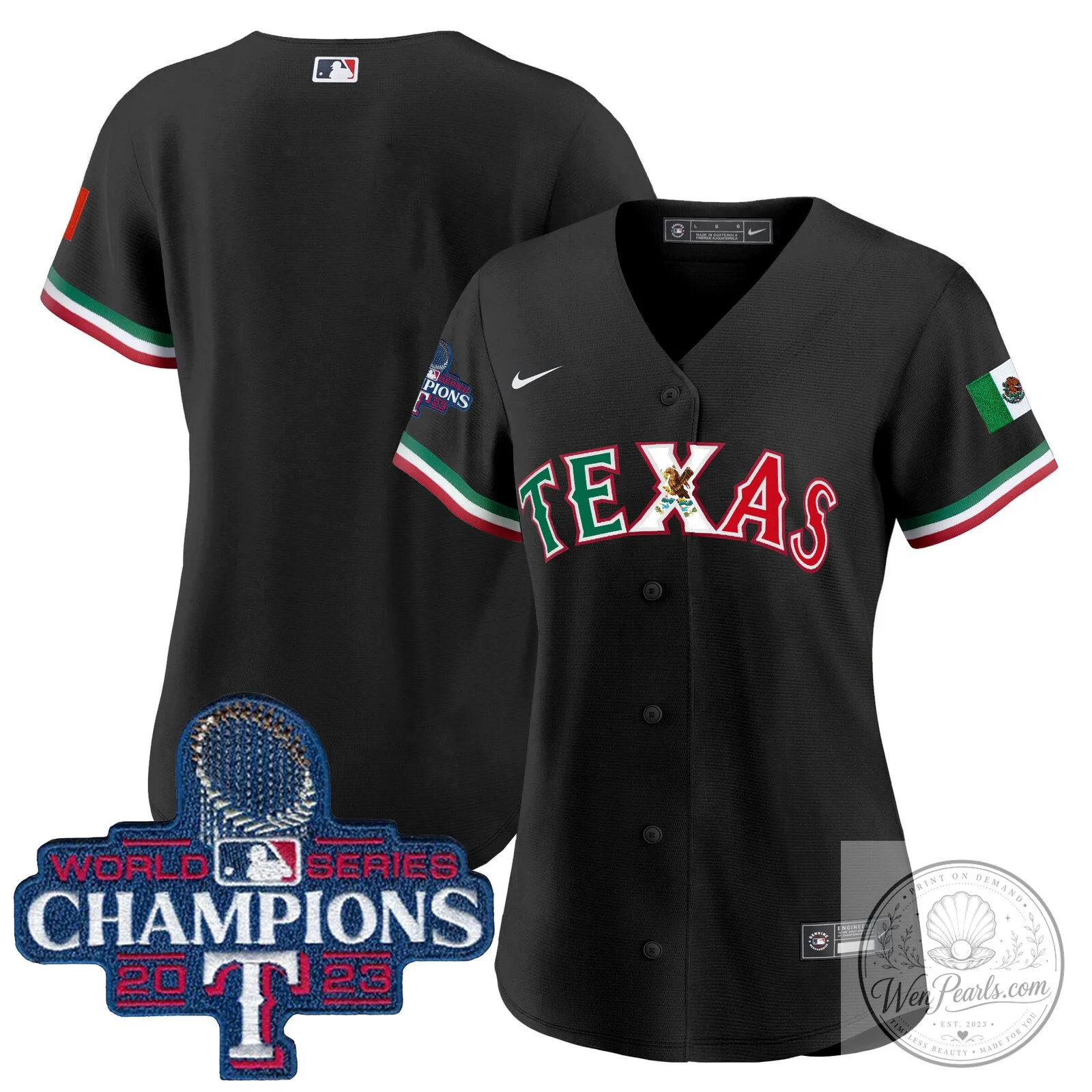 Texas Rangers Mexico World Series Champions Baseball Jersey 57 Texas Rangers Mexico World Series Champions Baseball Jersey