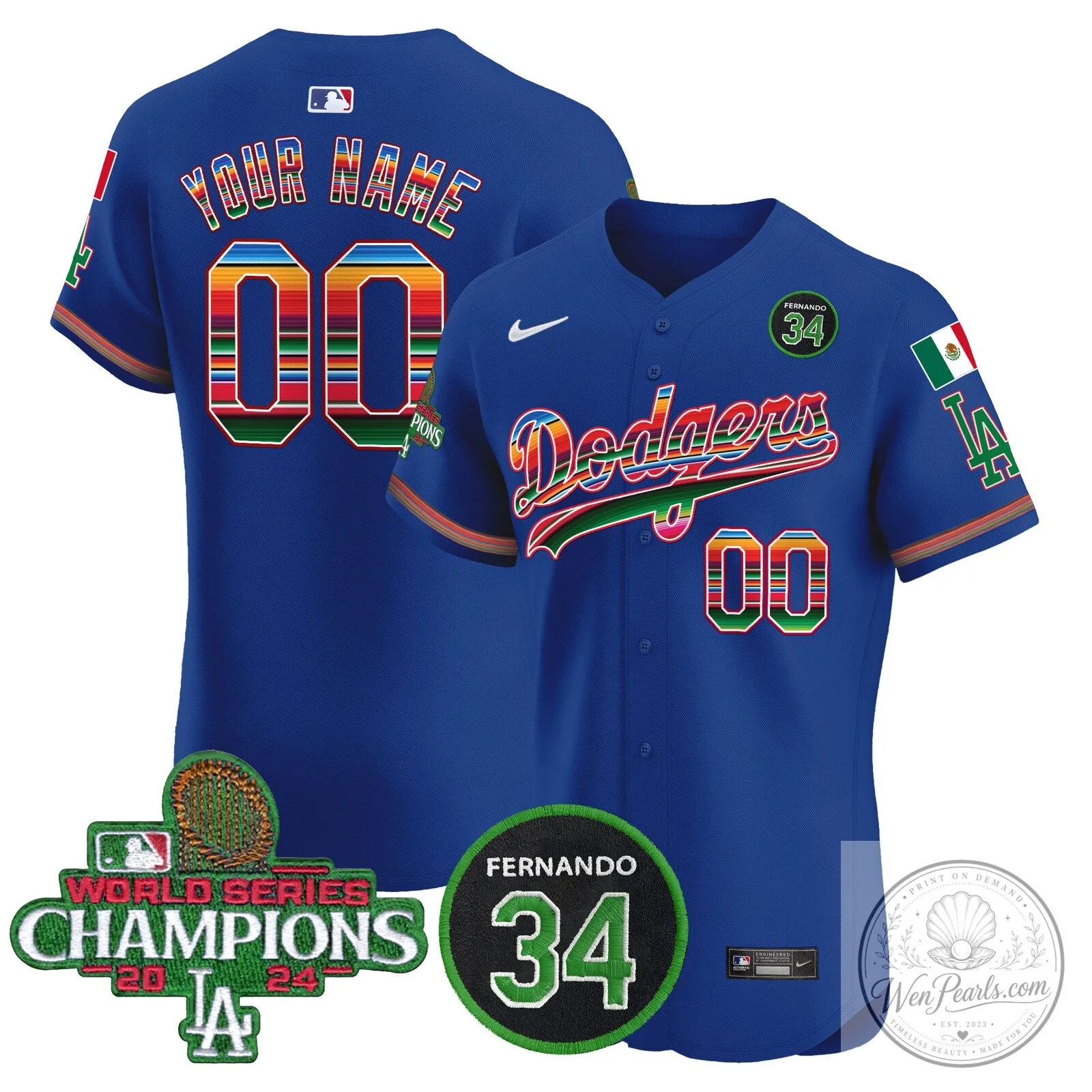 Dodgers Mexico 2024 World Series Champions Baseball Jersey 11 Dodgers Mexico 2024 World Series Champions Baseball Jersey