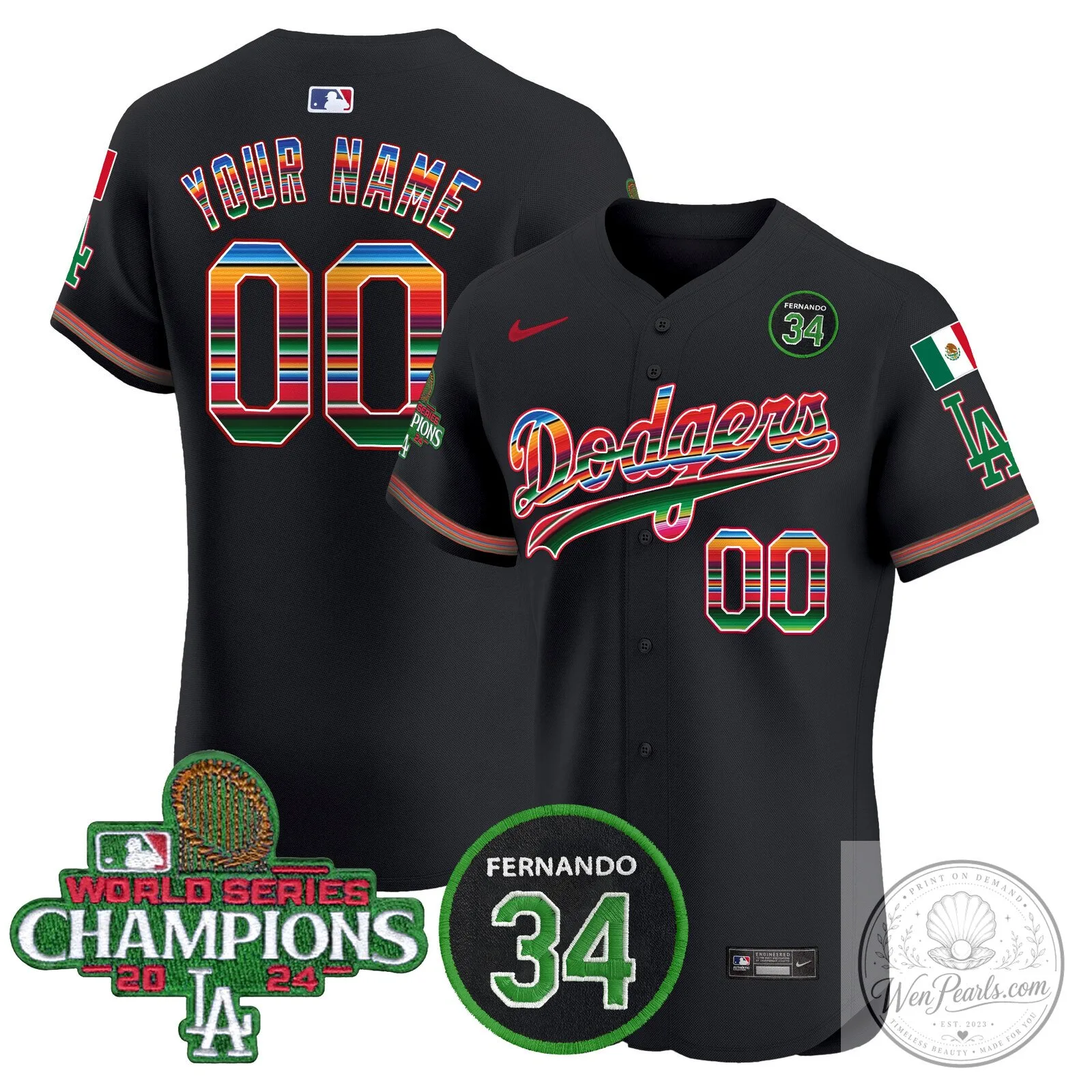 Dodgers Mexico 2024 World Series Champions Baseball Jersey 12 Dodgers Mexico 2024 World Series Champions Baseball Jersey