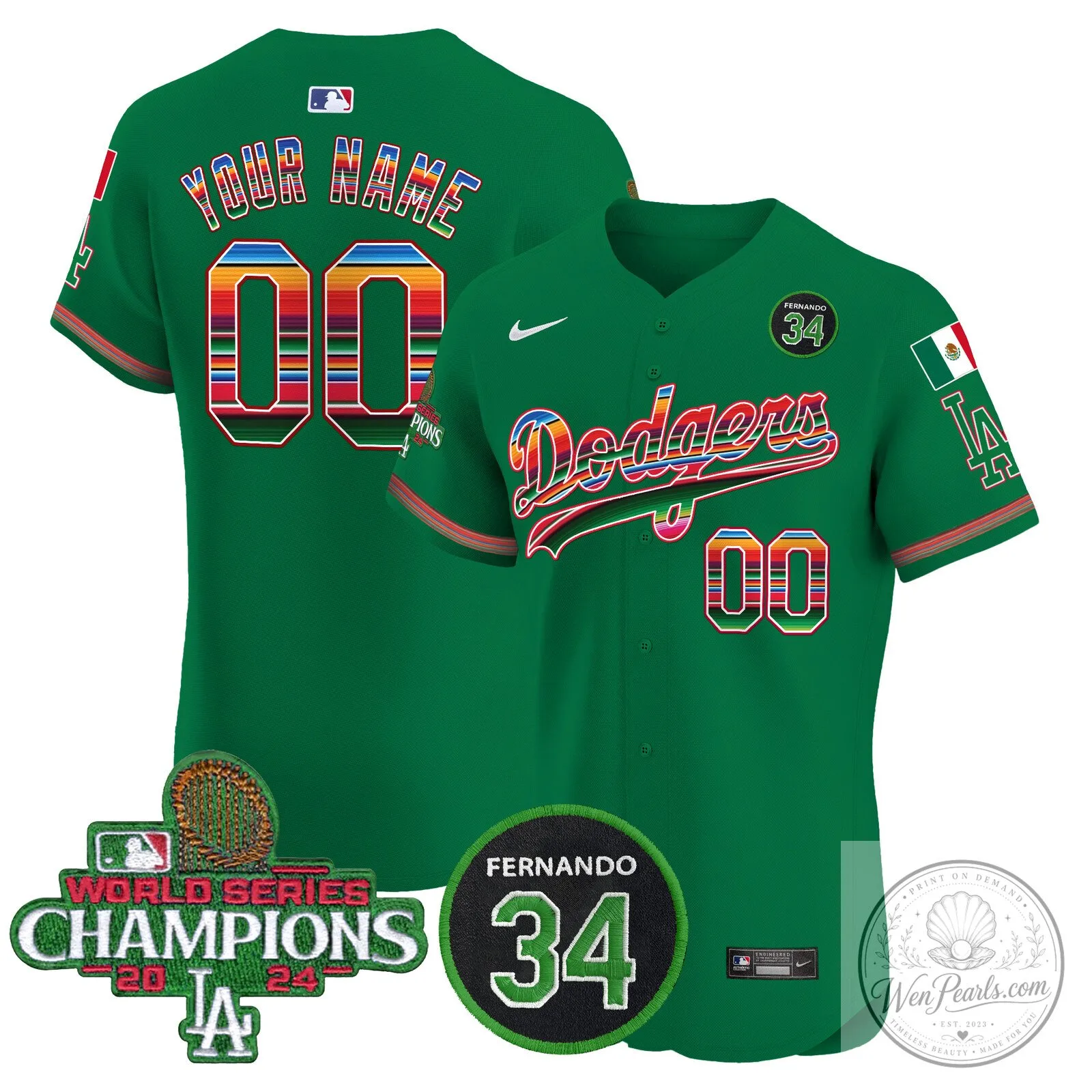 Dodgers Mexico 2024 World Series Champions Baseball Jersey 14 Dodgers Mexico 2024 World Series Champions Baseball Jersey