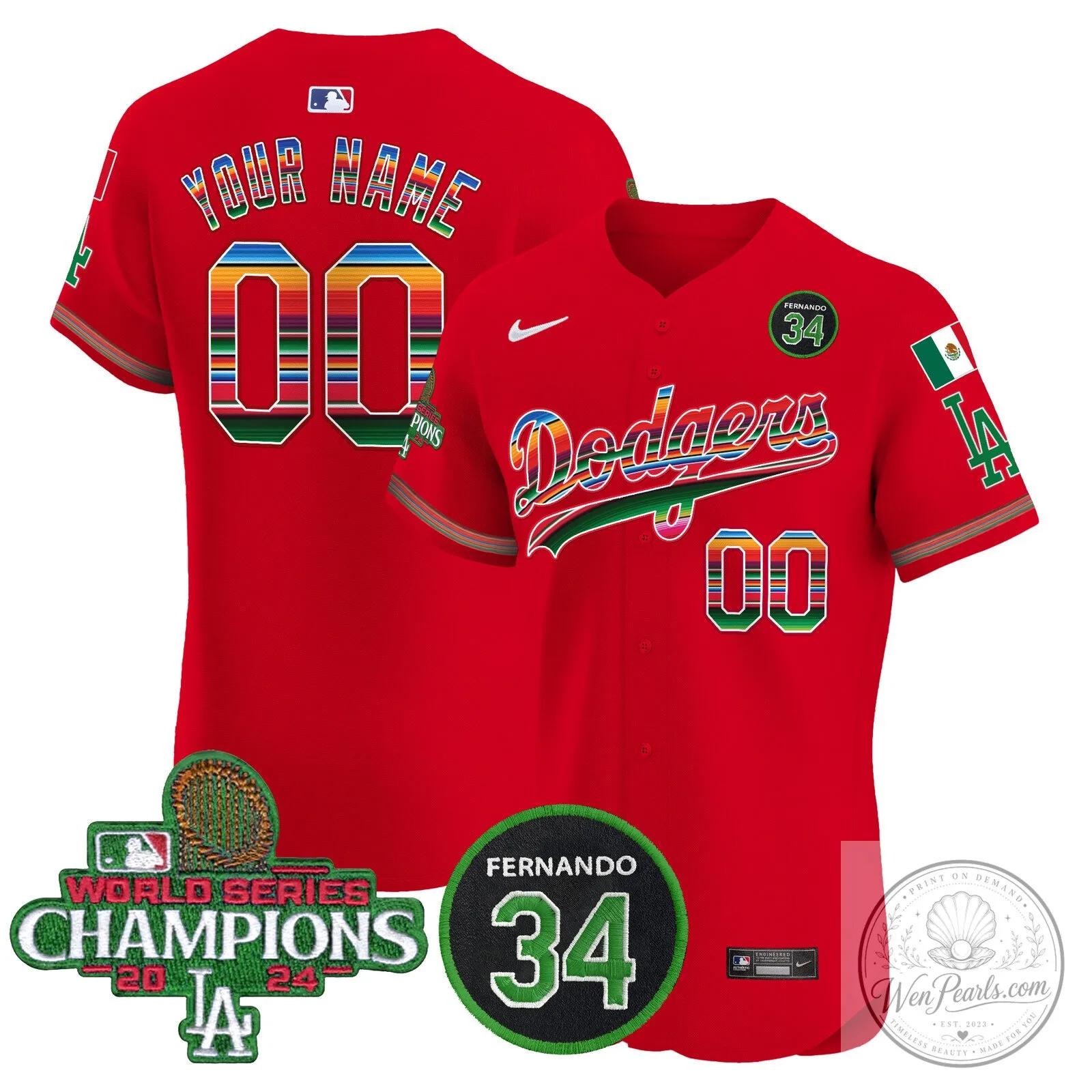 Dodgers Mexico 2024 World Series Champions Baseball Jersey 15 Dodgers Mexico 2024 World Series Champions Baseball Jersey