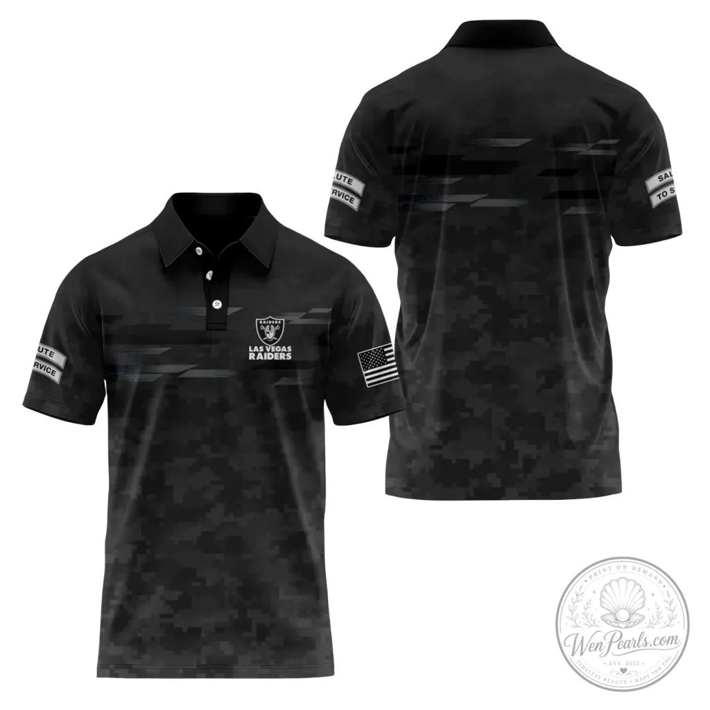 Black Digital Camo Polo Shirt for Raiders Salute To Service in Las Vegas Black Digital Camo Polo Shirt for Raiders Salute To Service in Las Vegas