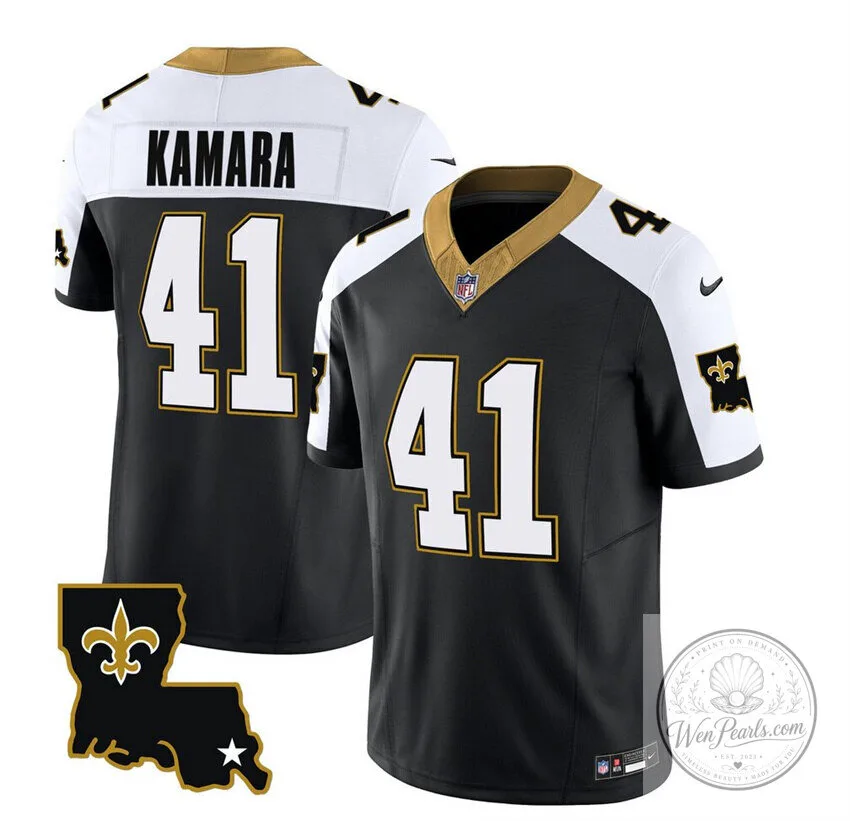 Black Football Jersey Number 41 for Alvin Kamara of the New Orleans Saints