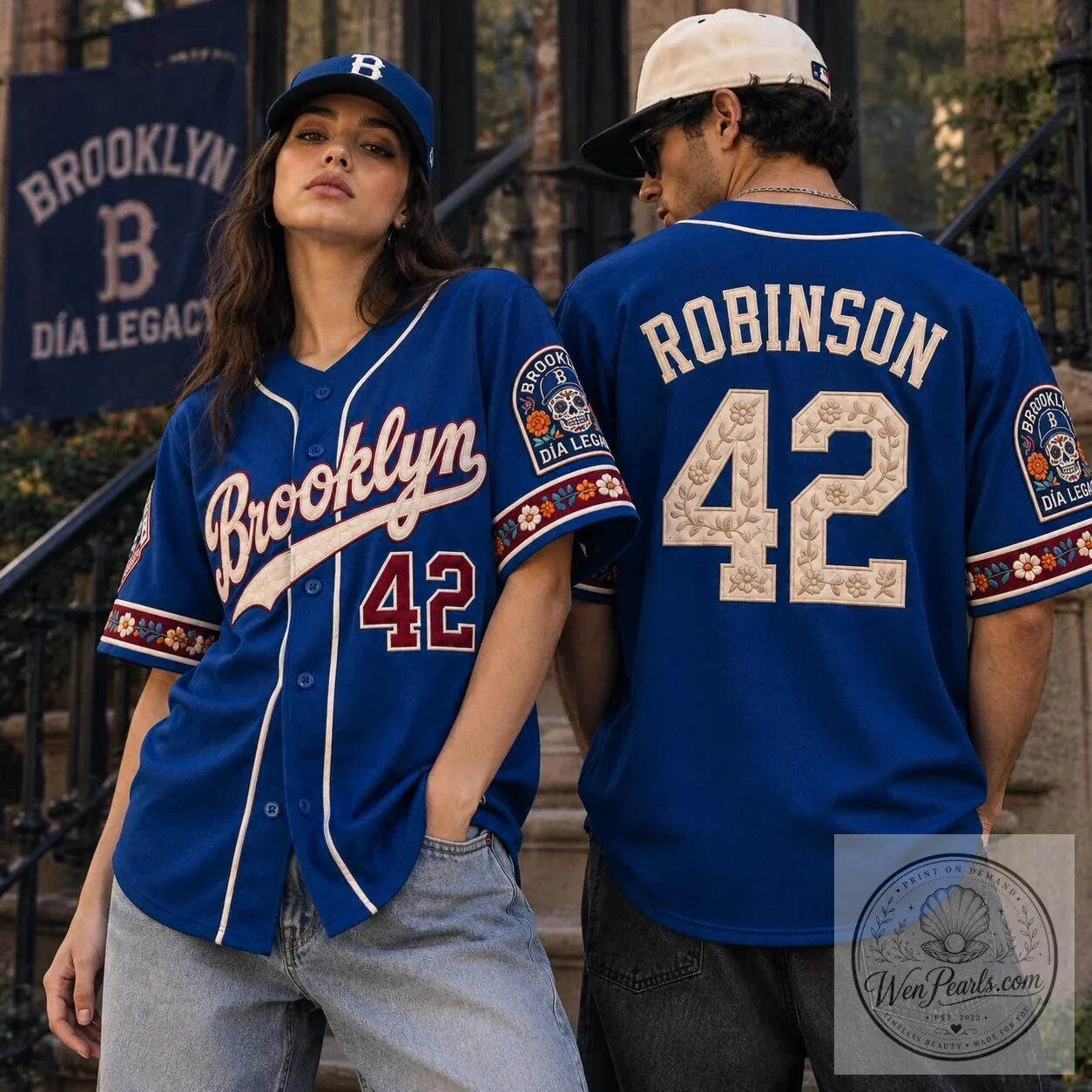 Jackie Robinson Day of the Dead Heritage Baseball Jersey - Brooklyn Dodgers 11 Jackie Robinson Day of the Dead Heritage Baseball Jersey - Brooklyn Dodgers