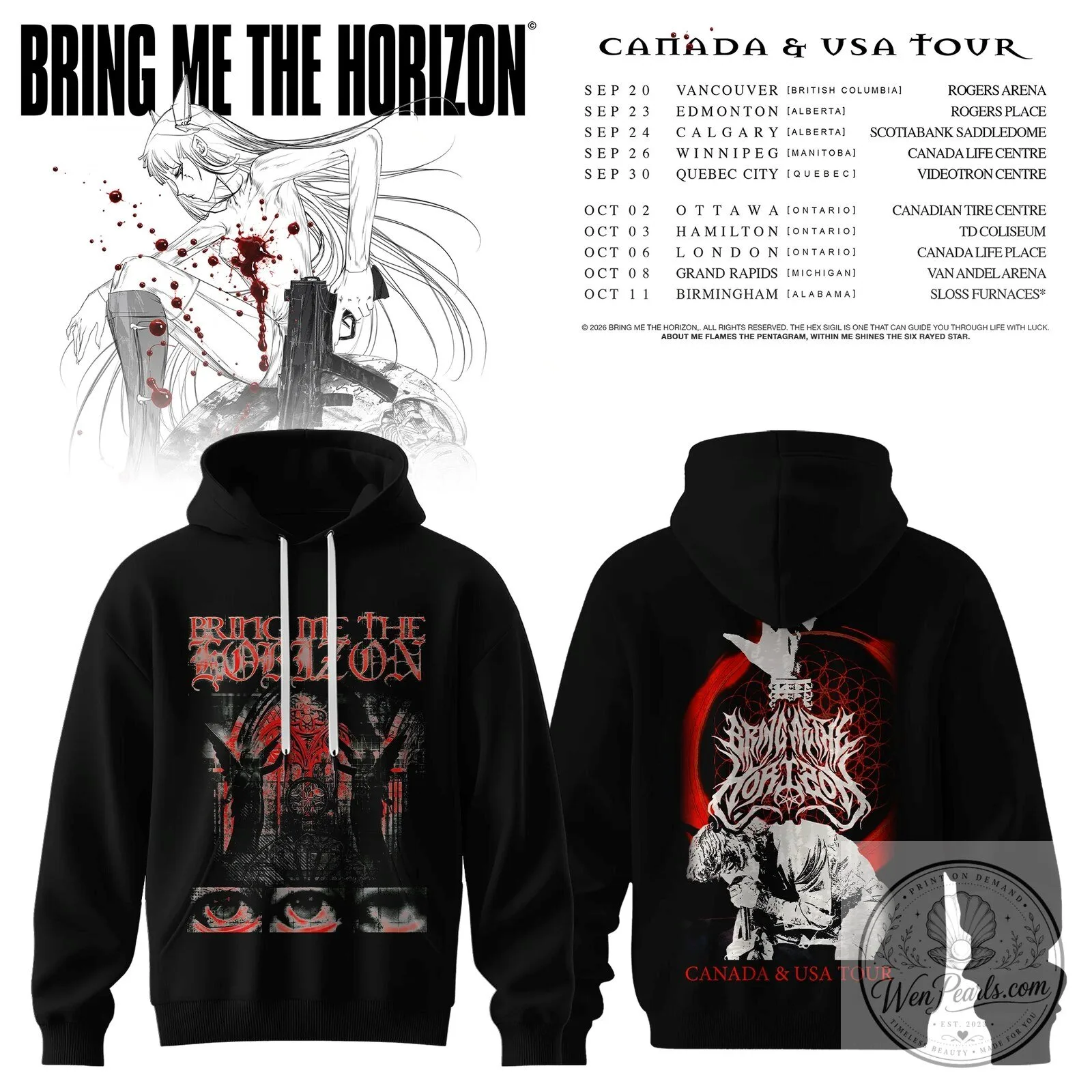 Bring Me The Horizon Canada & USA Tour 2024 Concert Dates Hoodie