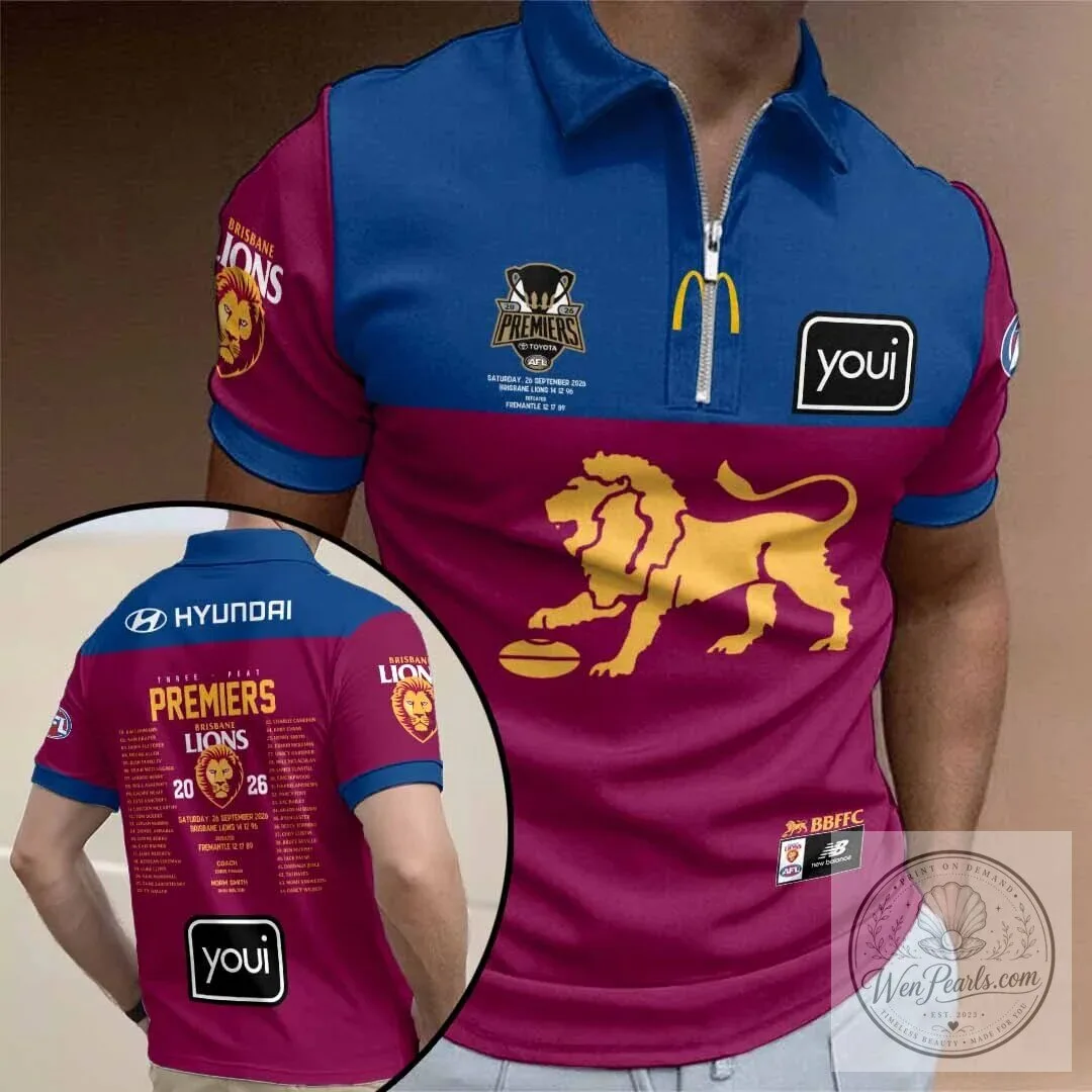 Brisbane Lions 2026 Australian Football League Premiers Zip Polo Shirt