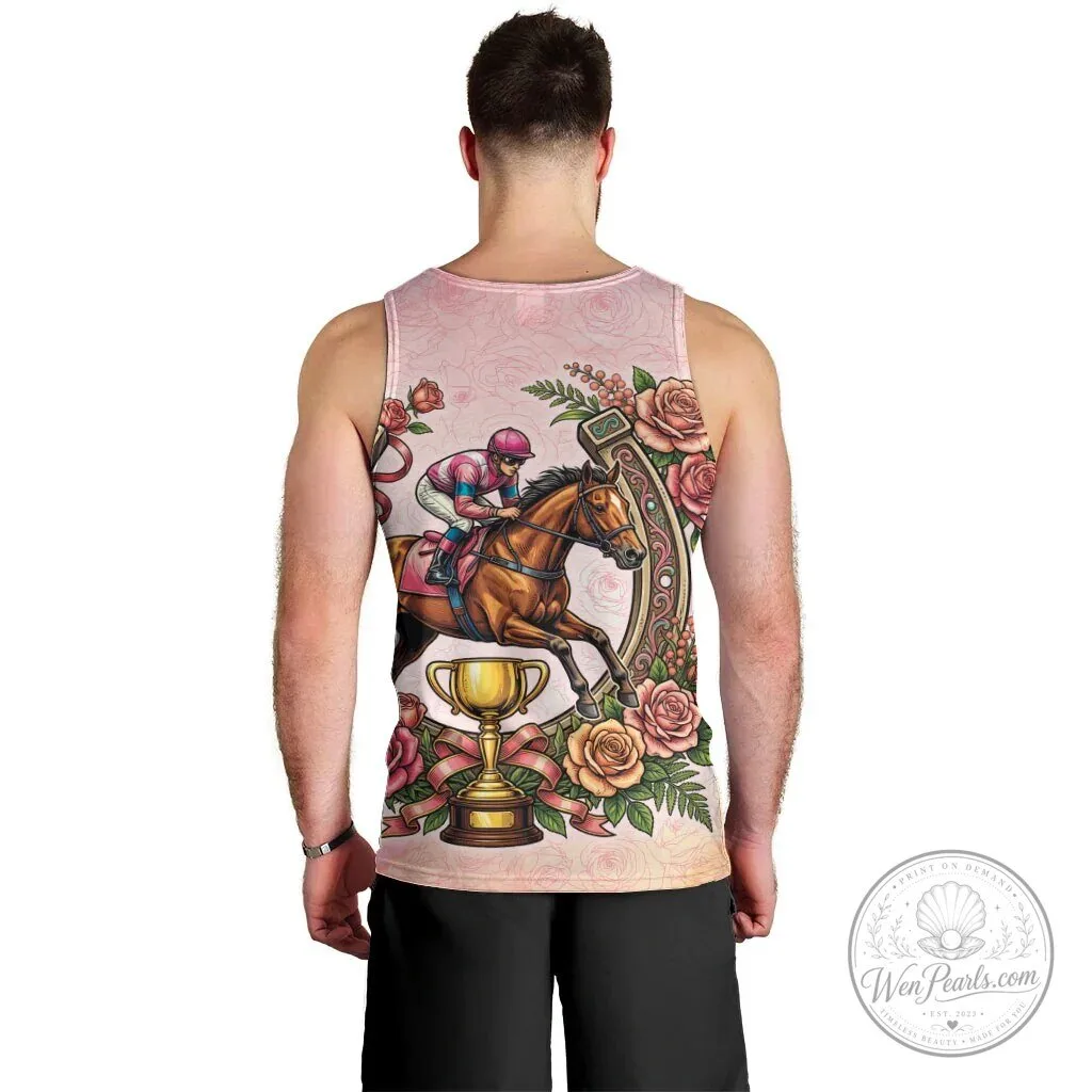 Melbourne Horse Race Jockey Floral Horseshoe Pink Rose All Over Print Tank Top 6 Melbourne Horse Race Jockey Floral Horseshoe Pink Rose All Over Print Tank Top