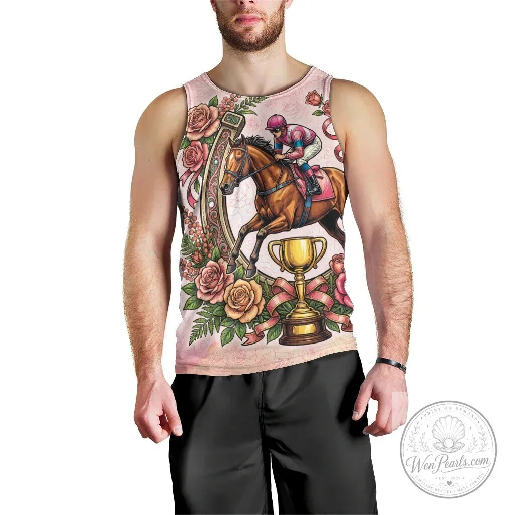 Melbourne Horse Race Jockey Floral Horseshoe Pink Rose All Over Print Tank Top 7 Melbourne Horse Race Jockey Floral Horseshoe Pink Rose All Over Print Tank Top