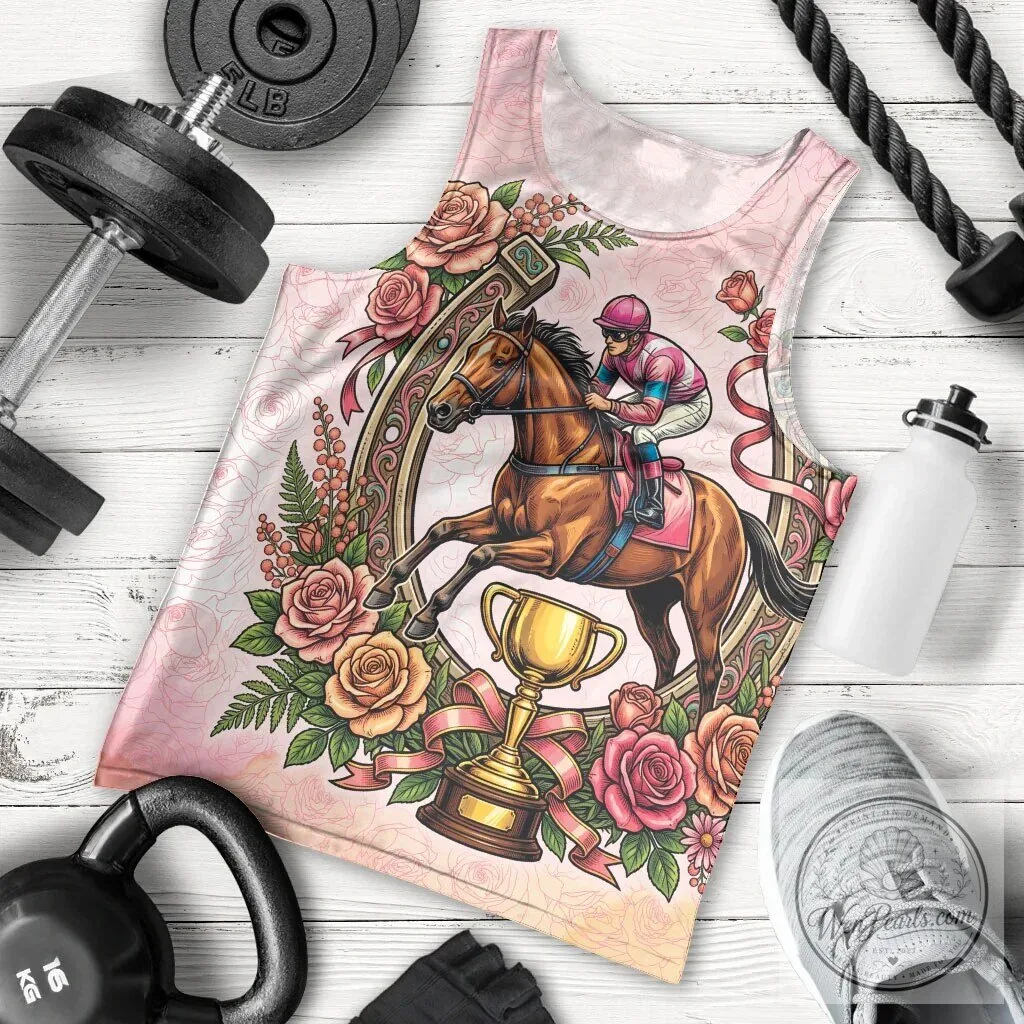 Melbourne Horse Race Jockey Floral Horseshoe Pink Rose All Over Print Tank Top 8 Melbourne Horse Race Jockey Floral Horseshoe Pink Rose All Over Print Tank Top
