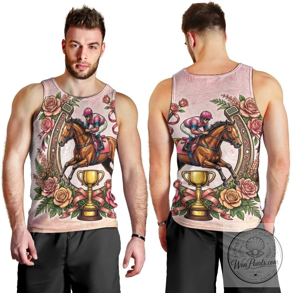 Melbourne Horse Race Jockey Floral Horseshoe Pink Rose All Over Print Tank Top 9 Melbourne Horse Race Jockey Floral Horseshoe Pink Rose All Over Print Tank Top
