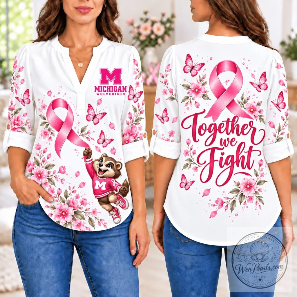 Michigan Wolverines Breast Cancer Awareness Together We Fight Long Sleeve Shirt Michigan Wolverines Breast Cancer Awareness Together We Fight Long Sleeve Shirt
