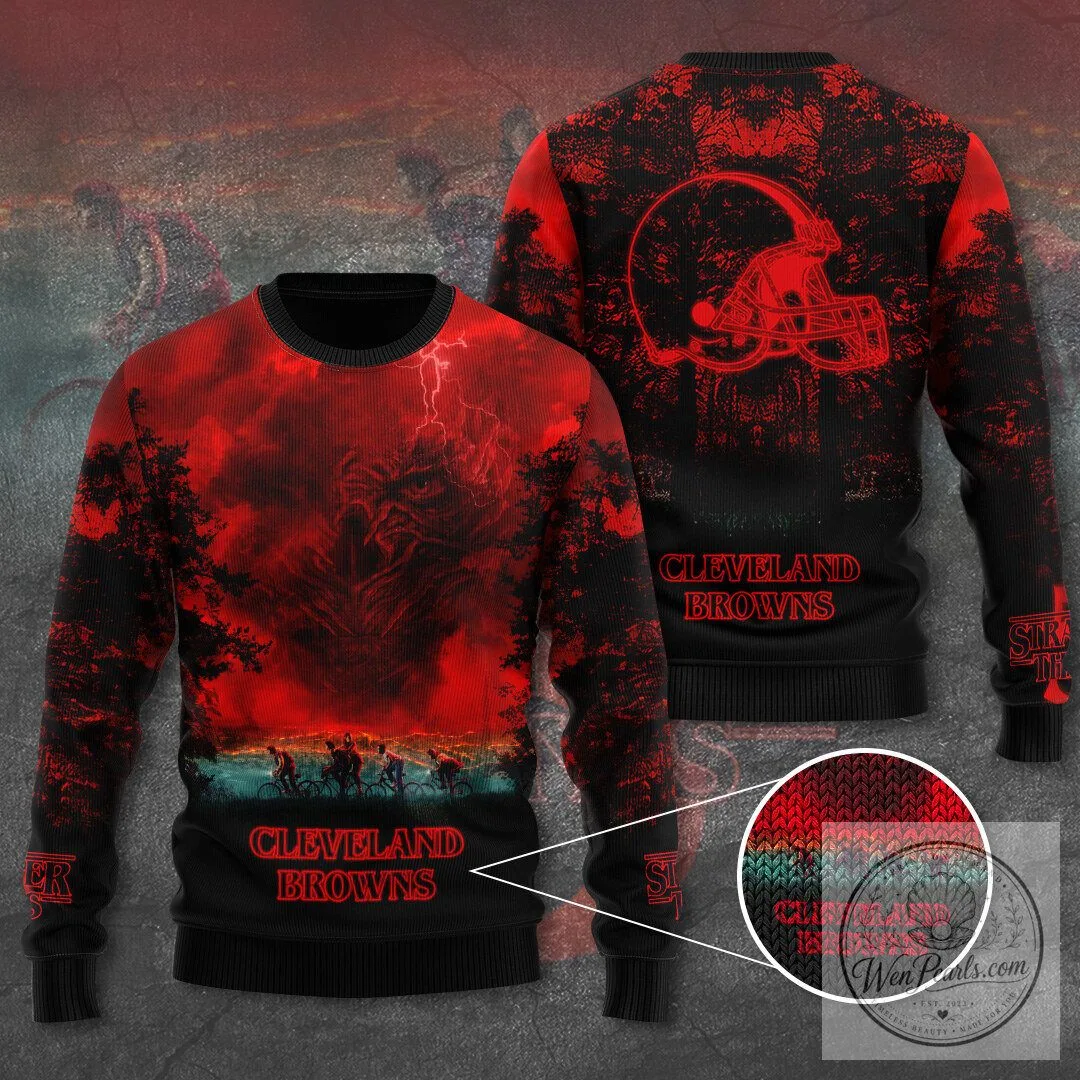 Cleveland Browns Stranger Things Upside Down Demogorgon Christmas Sweatshirt