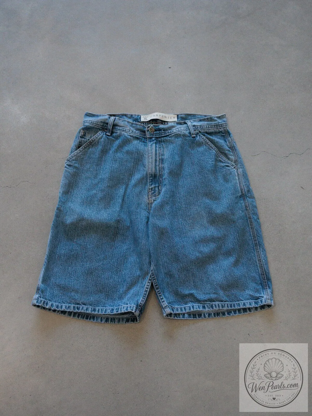 Vintage Blue Denim Carpenter Shorts for Men