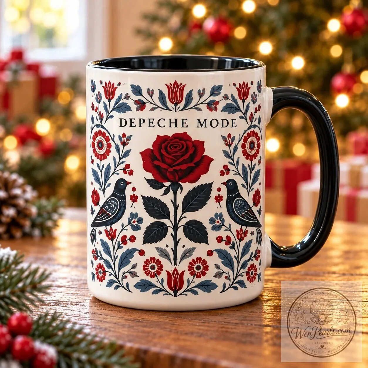 Depeche Mode Violator Rose Scandinavian Folk Art Coffee Mug