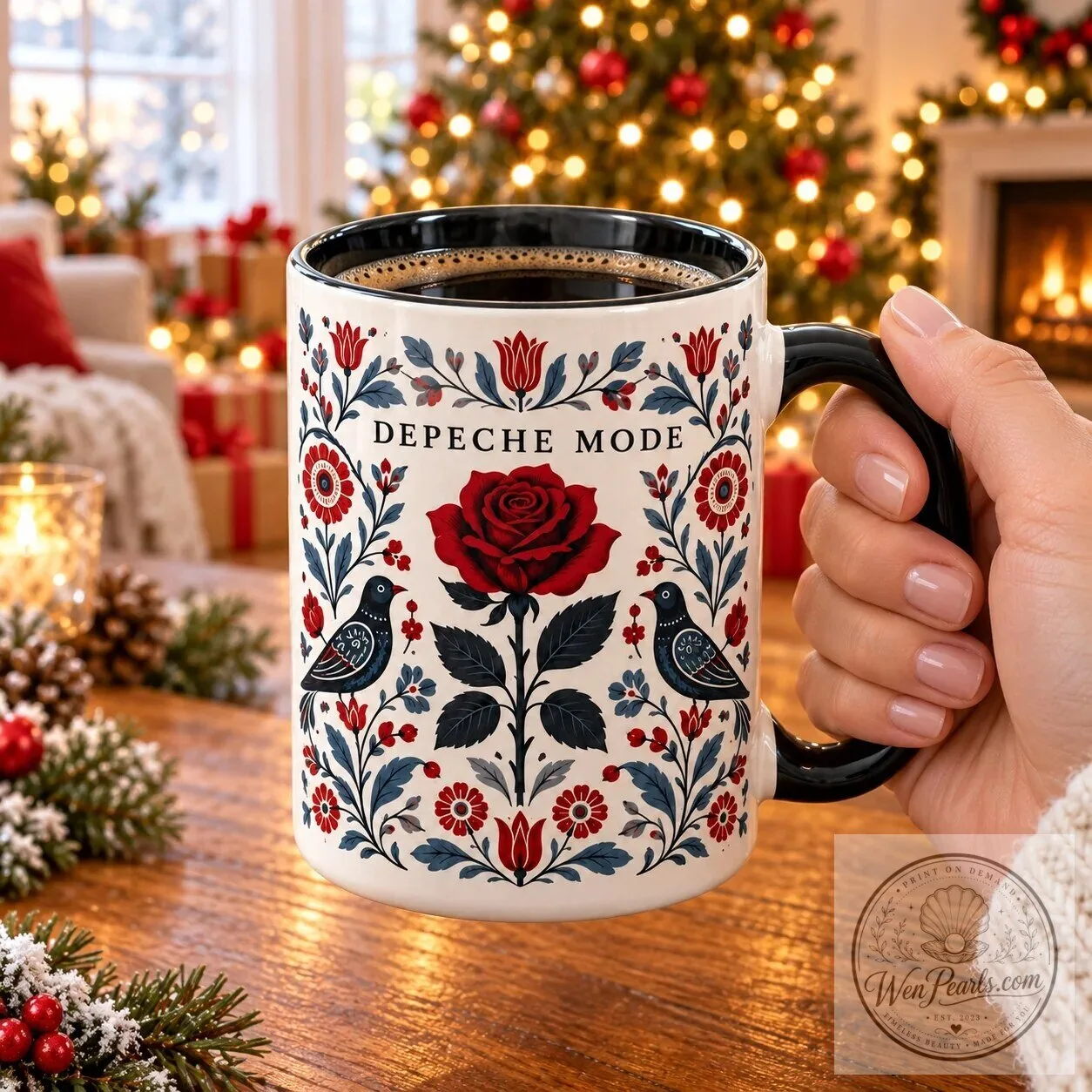 Depeche Mode Violator Rose Scandinavian Folk Art Coffee Mug 7 Depeche Mode Violator Rose Scandinavian Folk Art Coffee Mug