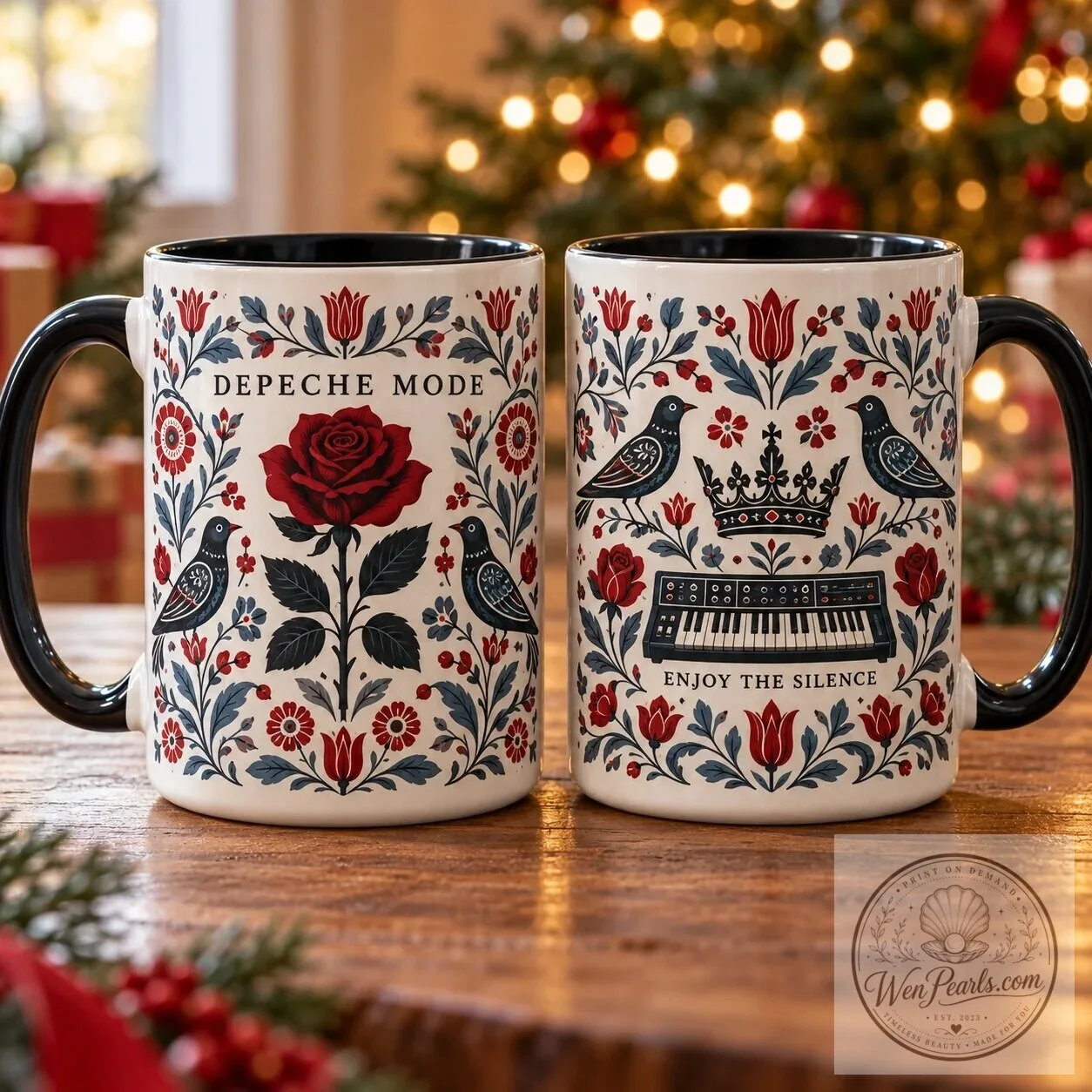 Depeche Mode Violator Rose Scandinavian Folk Art Coffee Mug 8 Depeche Mode Violator Rose Scandinavian Folk Art Coffee Mug